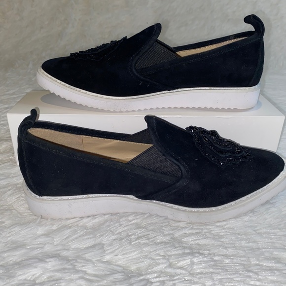 NWOT Karl Lagerfeld CYRA Suede Black Loafers SZ 6 - Picture 3 of 5
